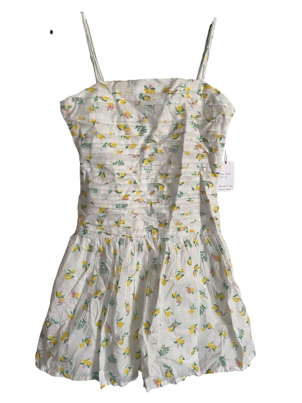 Japna White Lemon Print mini Sundress size M NWT